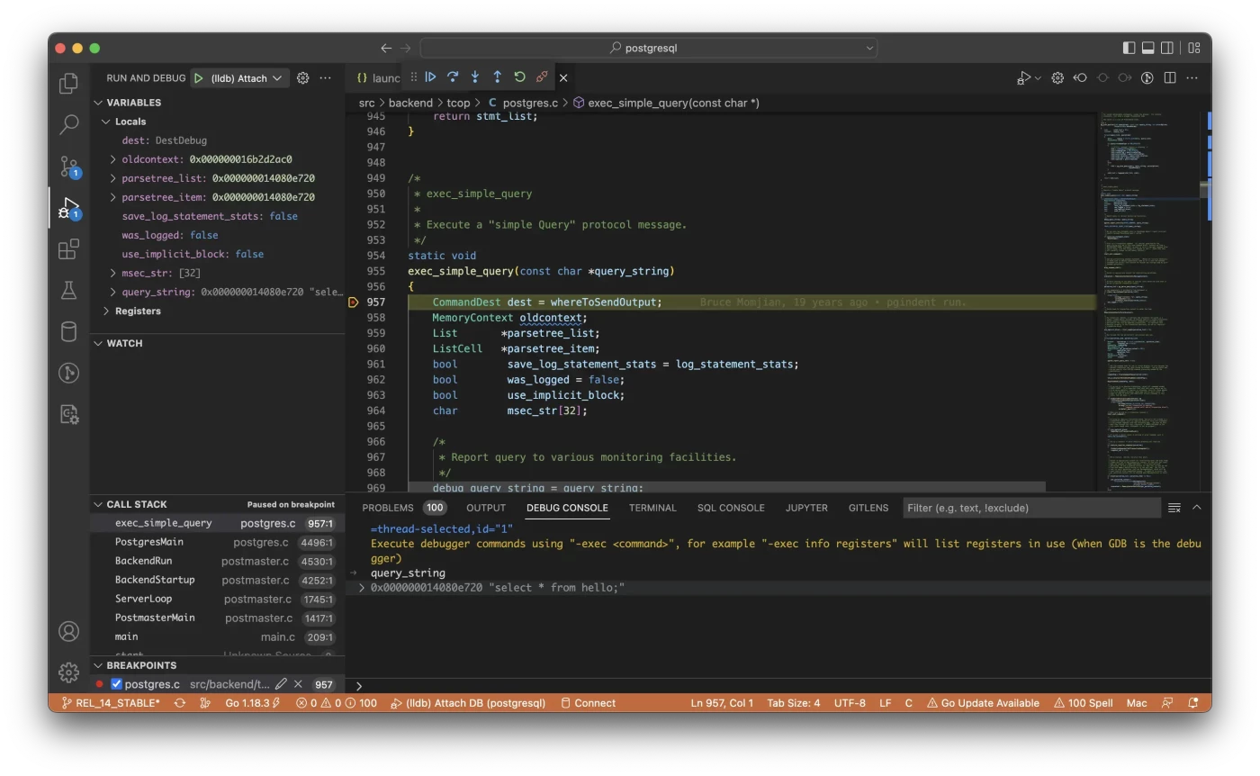 Build and Debug Postgres using VS Code on a Mac | Sivaram’s Blog